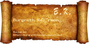 Burgreth Kármen névjegykártya